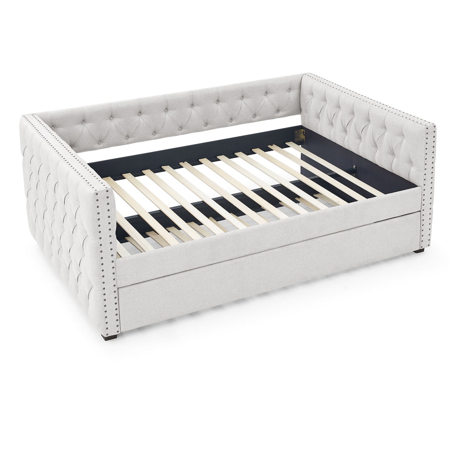 Gewnee - Full Upholstered Daybed With Twin Trundle - Beige