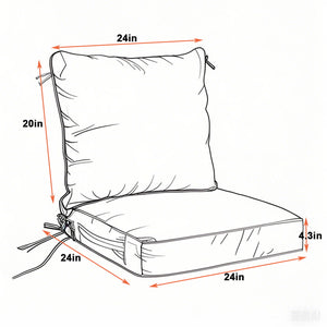 24X24 Inch Outdoor Deep Seat Cushion Set Waterproof Fade Resistant Patio Furniture Cushions With Removable Covers, Adjustable Straps & Handles (Set of 2) - Red