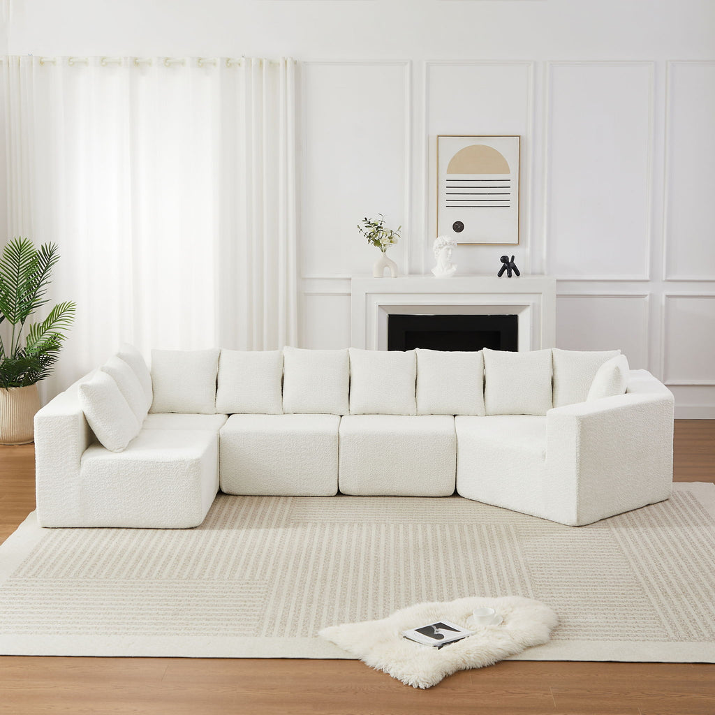 L - Shaped Modular Sofa With Deep Seat And 11 Pillows