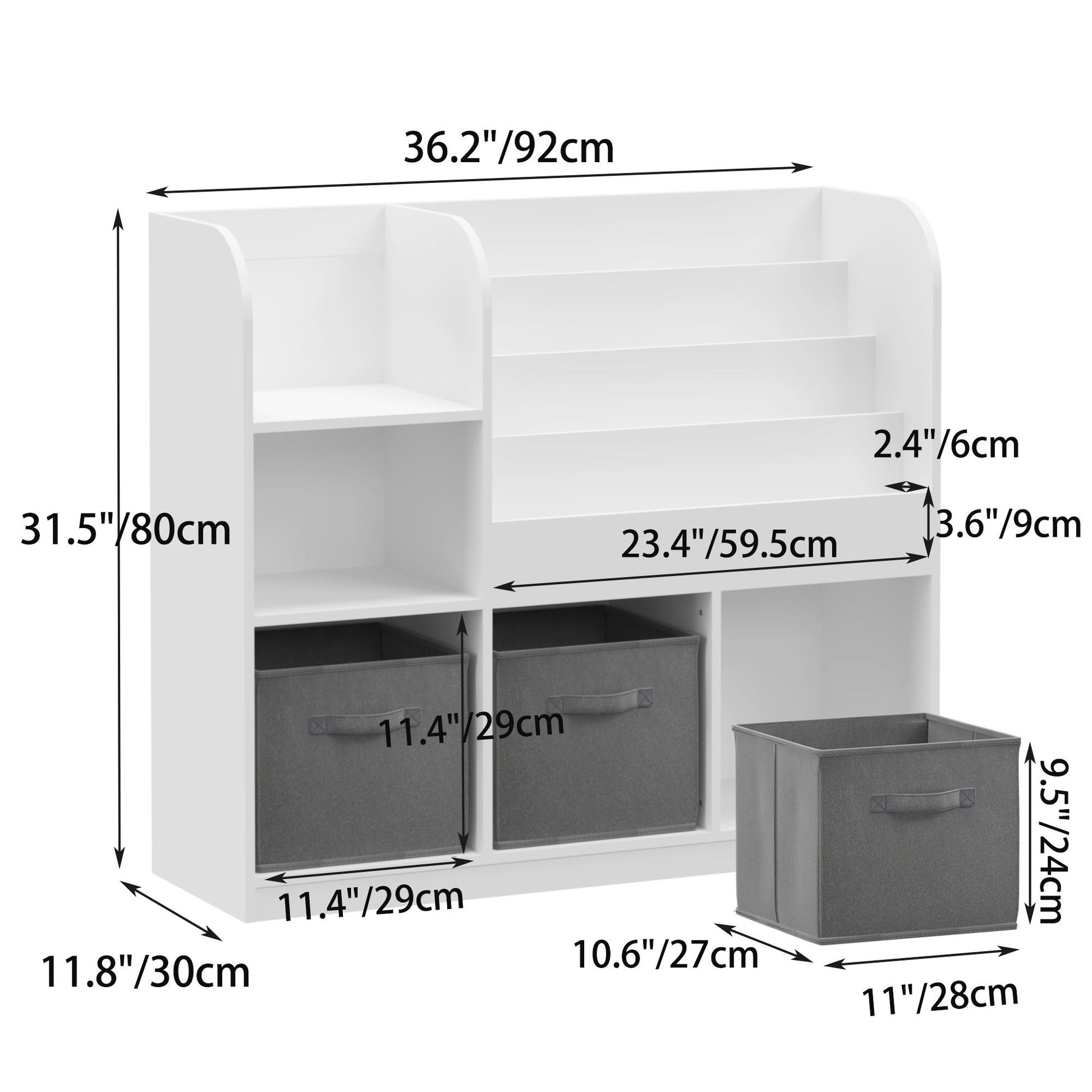 Bookcase And Bookshelf With 3 Collapsible Drawers, Multifunctional Display Stand