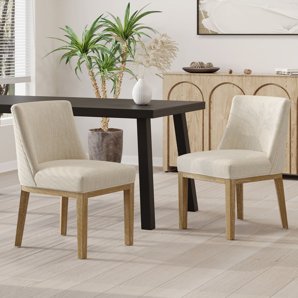Modern Dining Chair With Durable Fabric Upholstery And Sturdy Wooden Frame (Set of 2)