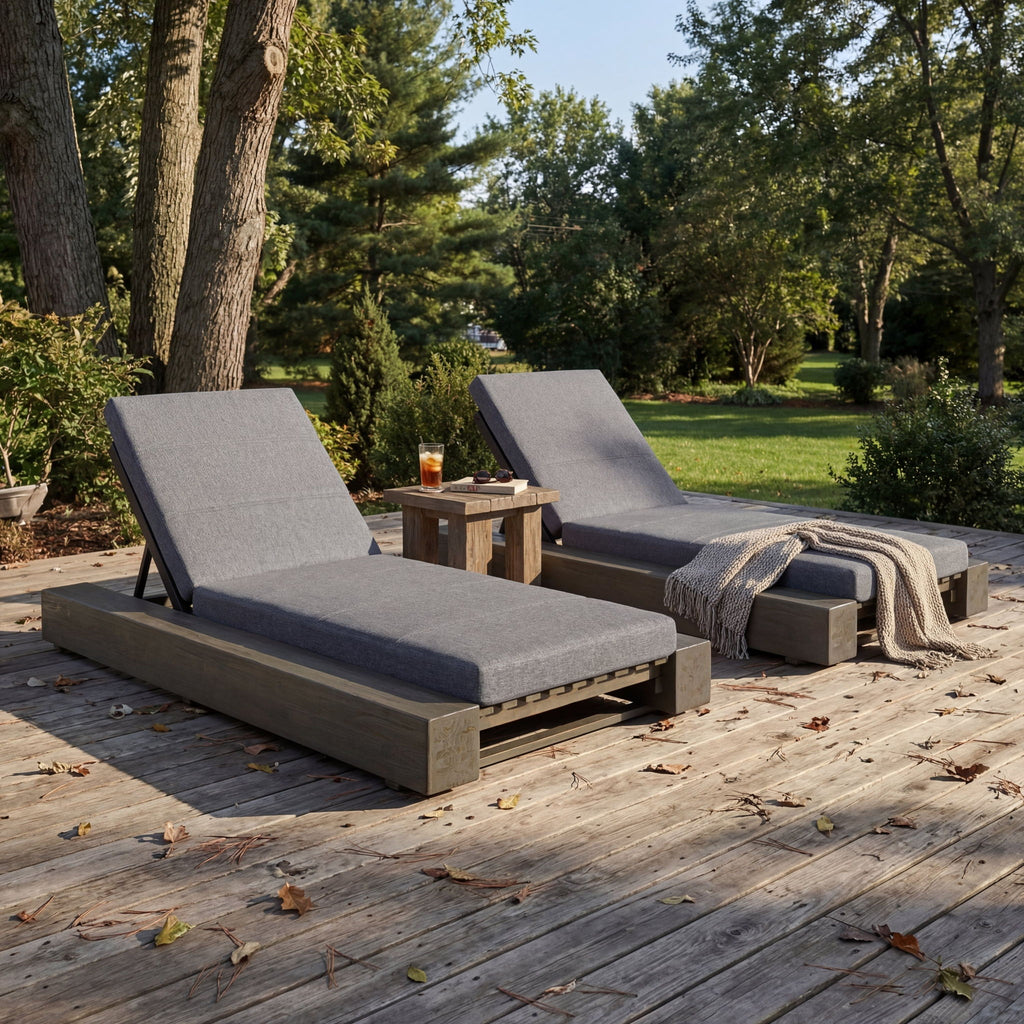 Outdoor Chaise Lounges With Water-Resistant Cushions, Adjustable Backrest