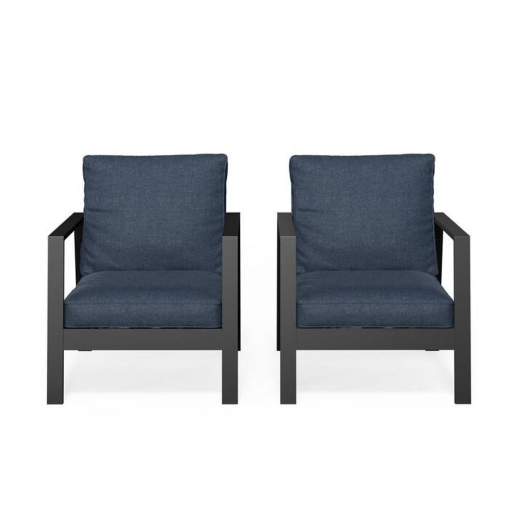 All-Weather Ergonomic Patio Armchairs With Thick Cushions (Set of 2)