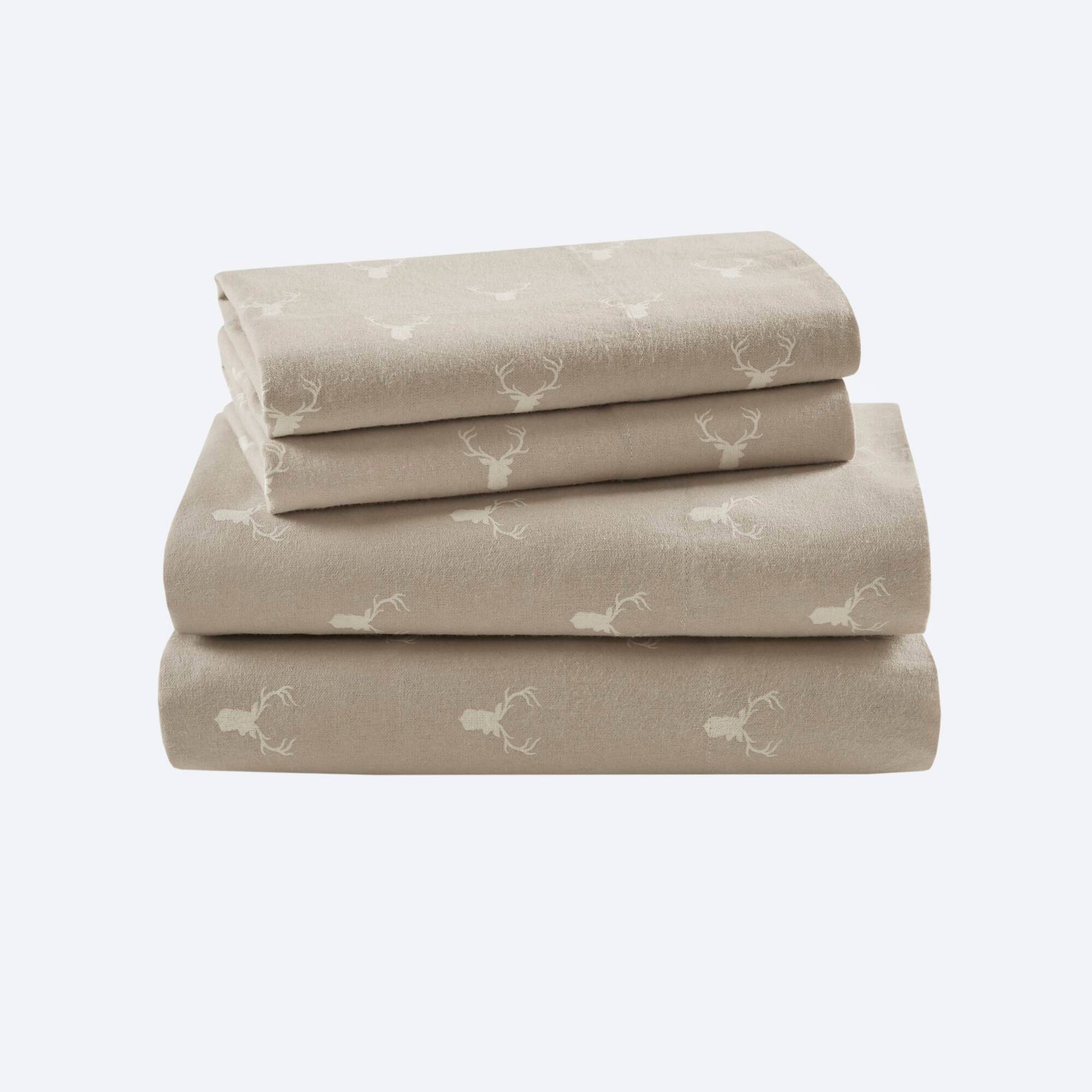 Flannel - California King 100% Flannel Printed Sheet Set - Stag Head