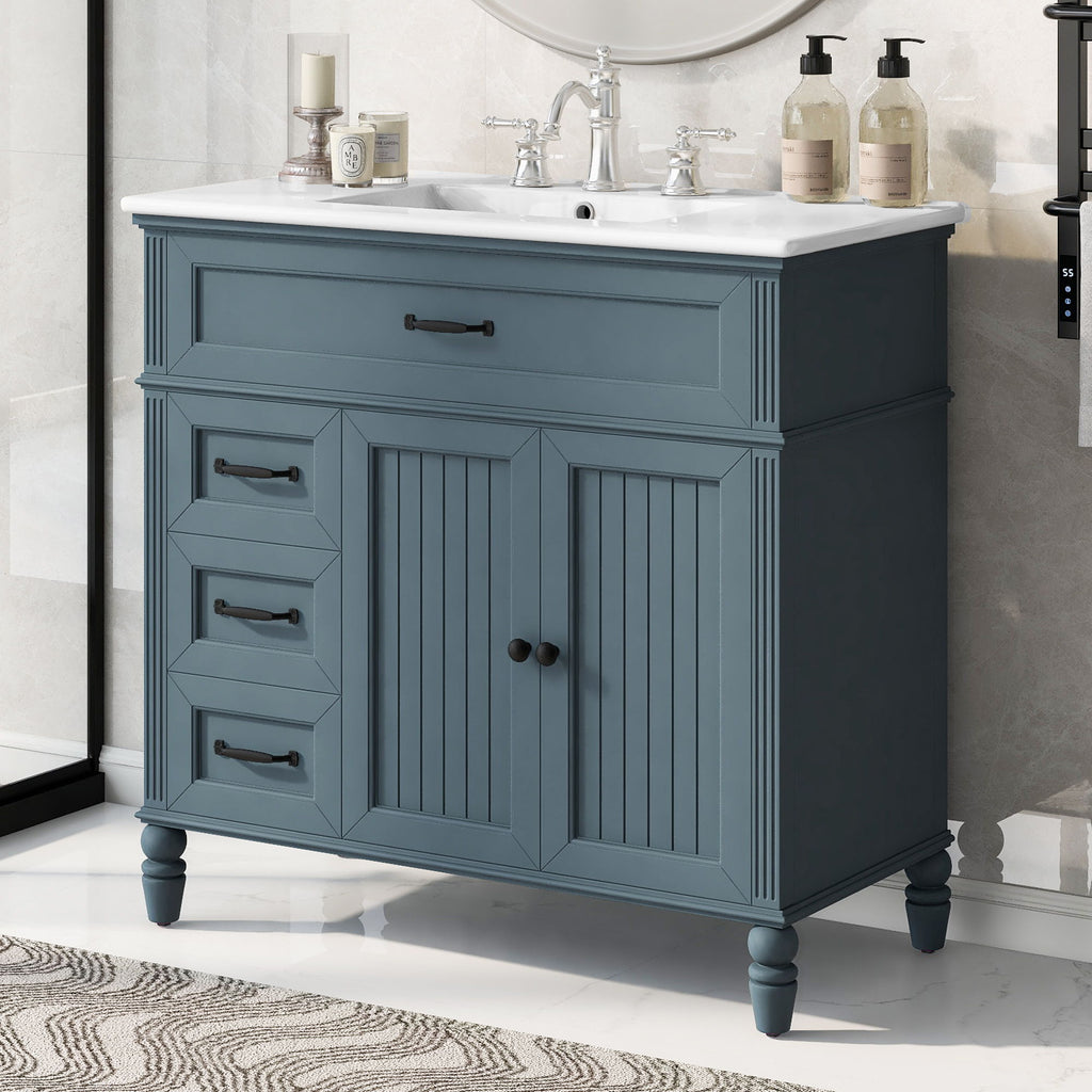 Bathroom Vanity With Sink, Freestanding Cabinet & Drawers