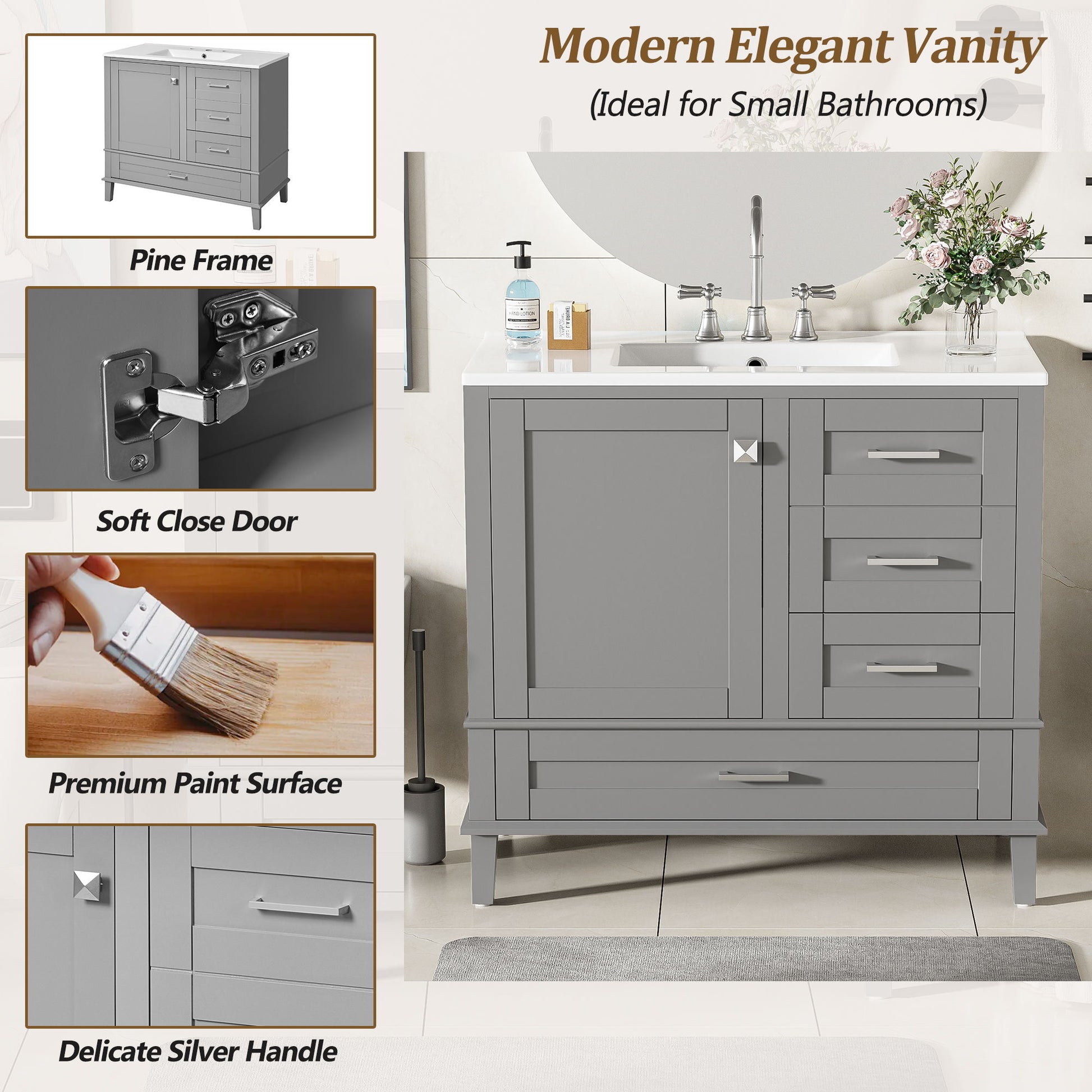 Traditional Bathroom Vanity Set With Soft Close Doors