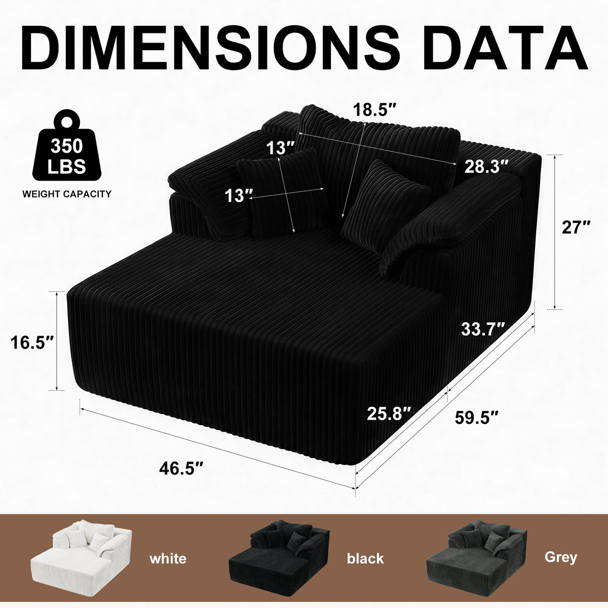 Chaise Lounge Chair, Deep Seat Sleeper Couch For Living Room