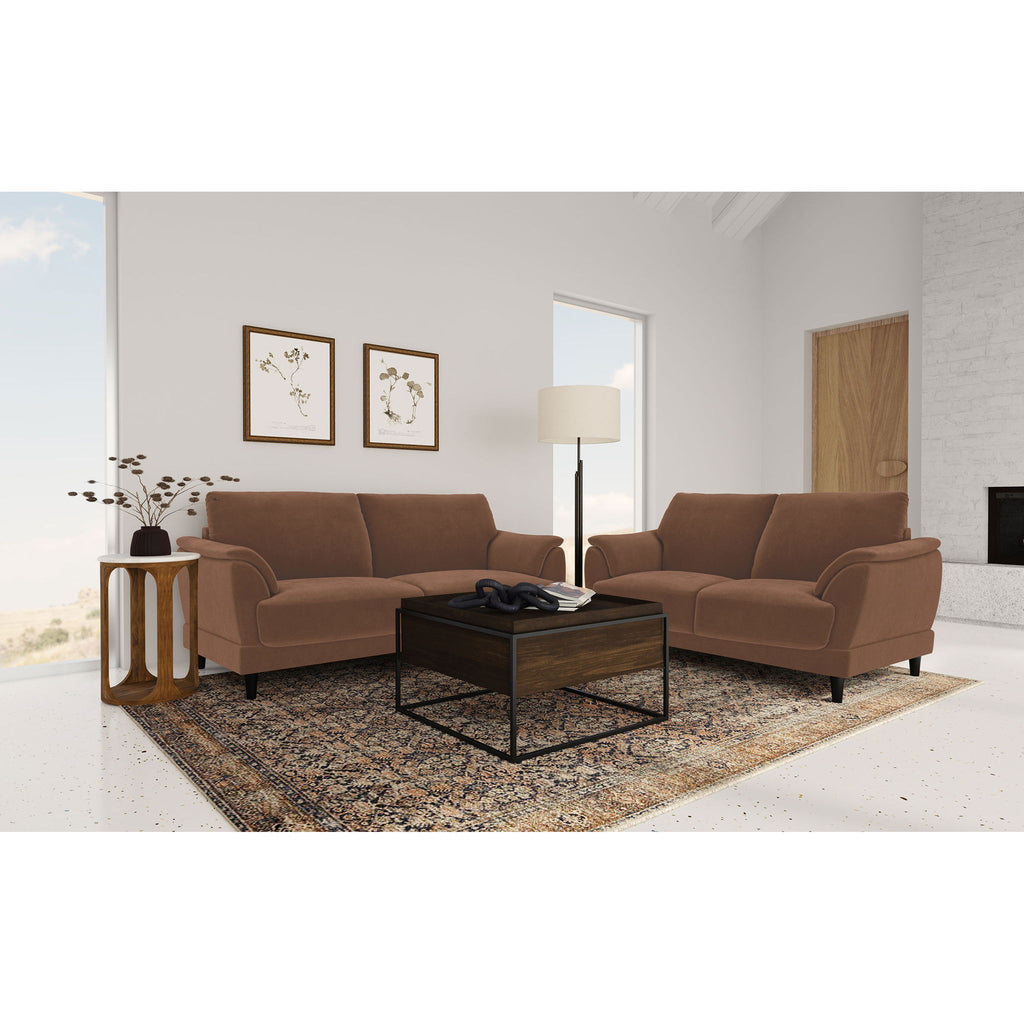 Dania - 2 Piece Upholstered Crescent Arm Sofa Set - Rust