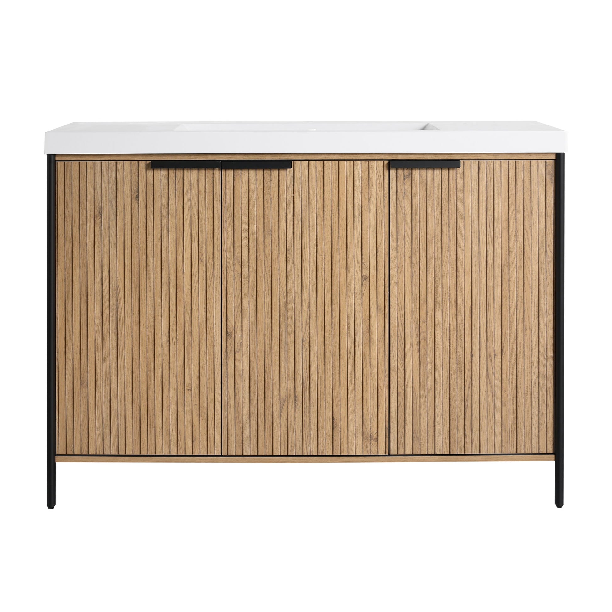 Modern Freestanding Bathroom Vanity With Resin Sink & Soft Close Cabinet Doors