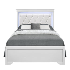 Shaker - 5 Pieces Bedroom Set With Crystal Inspired Tufted Headboard And LED Lighting
