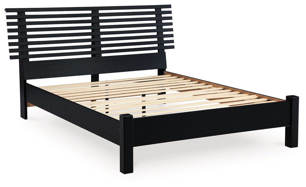 Danziar - Full Slat Panel Bed With Low Footboard - Black
