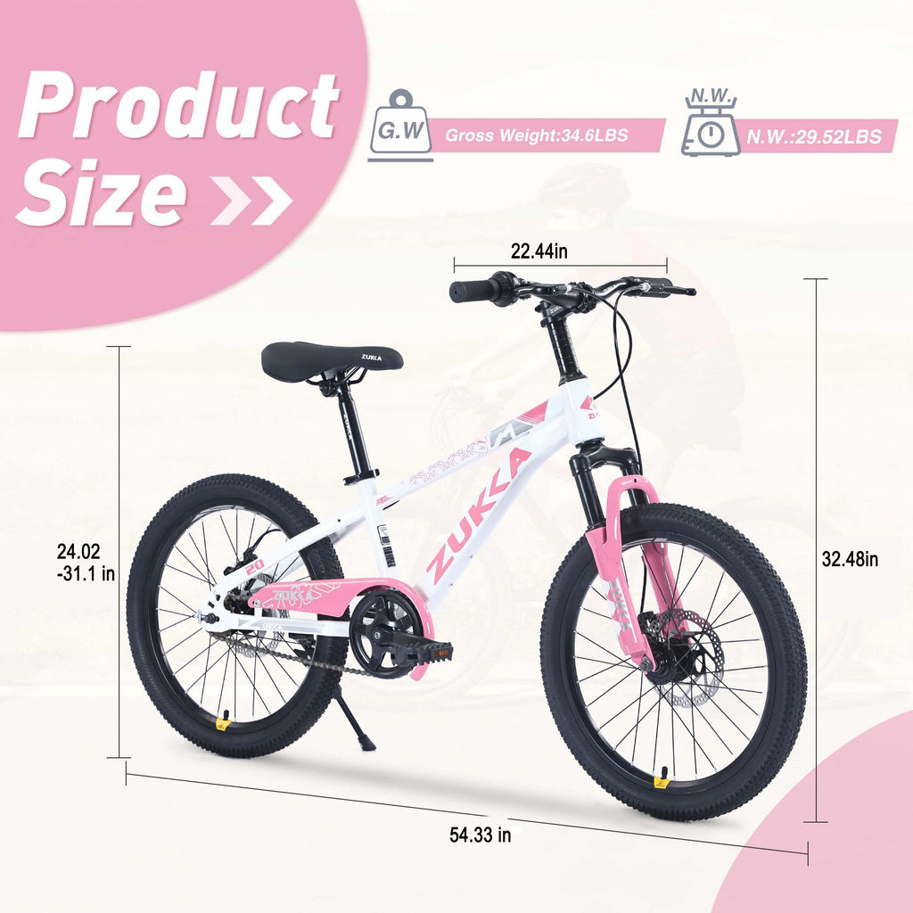 Zukka - 20" Mountain Bike With Adjustable Saddle And Suspension Fork