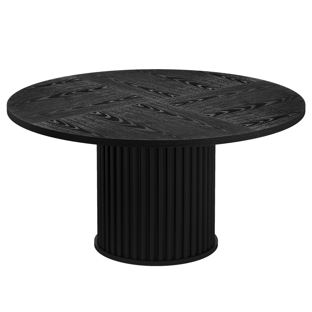 Fluted Round Dining Table - Black