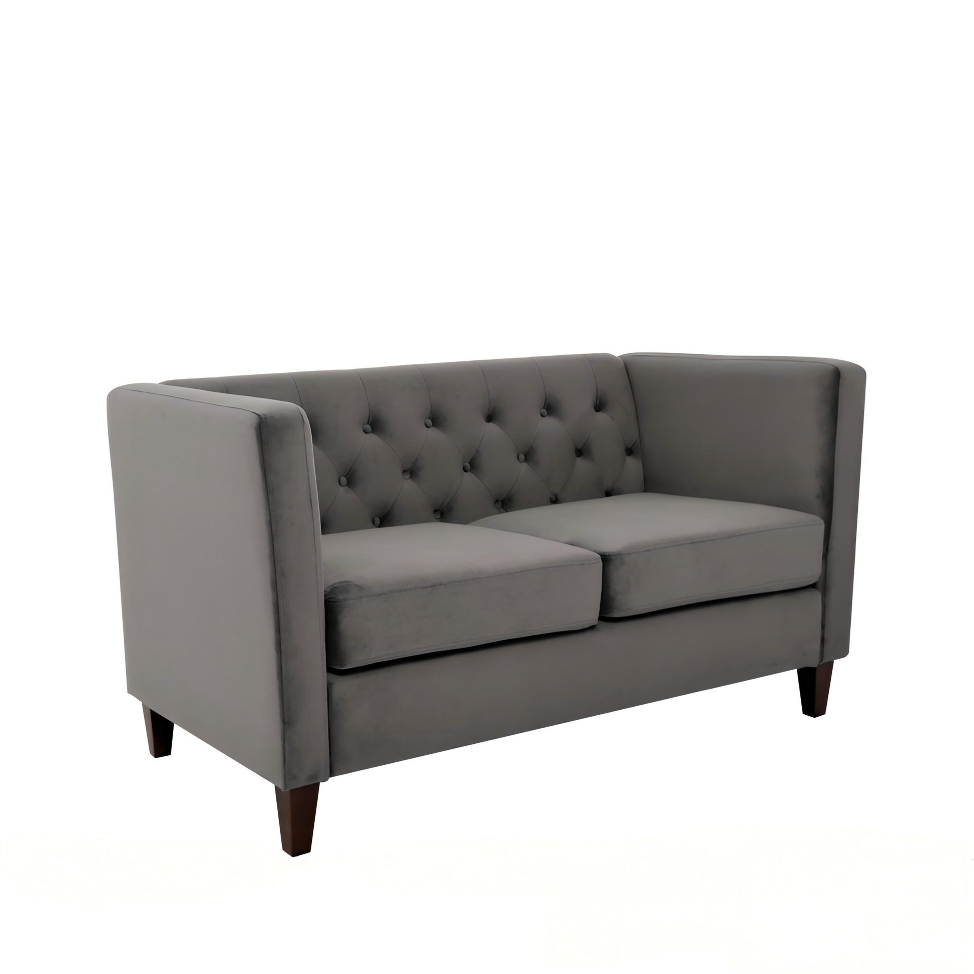 Button Tufted Loveseat, 2 Seater With Square Arm Couch For Living Room