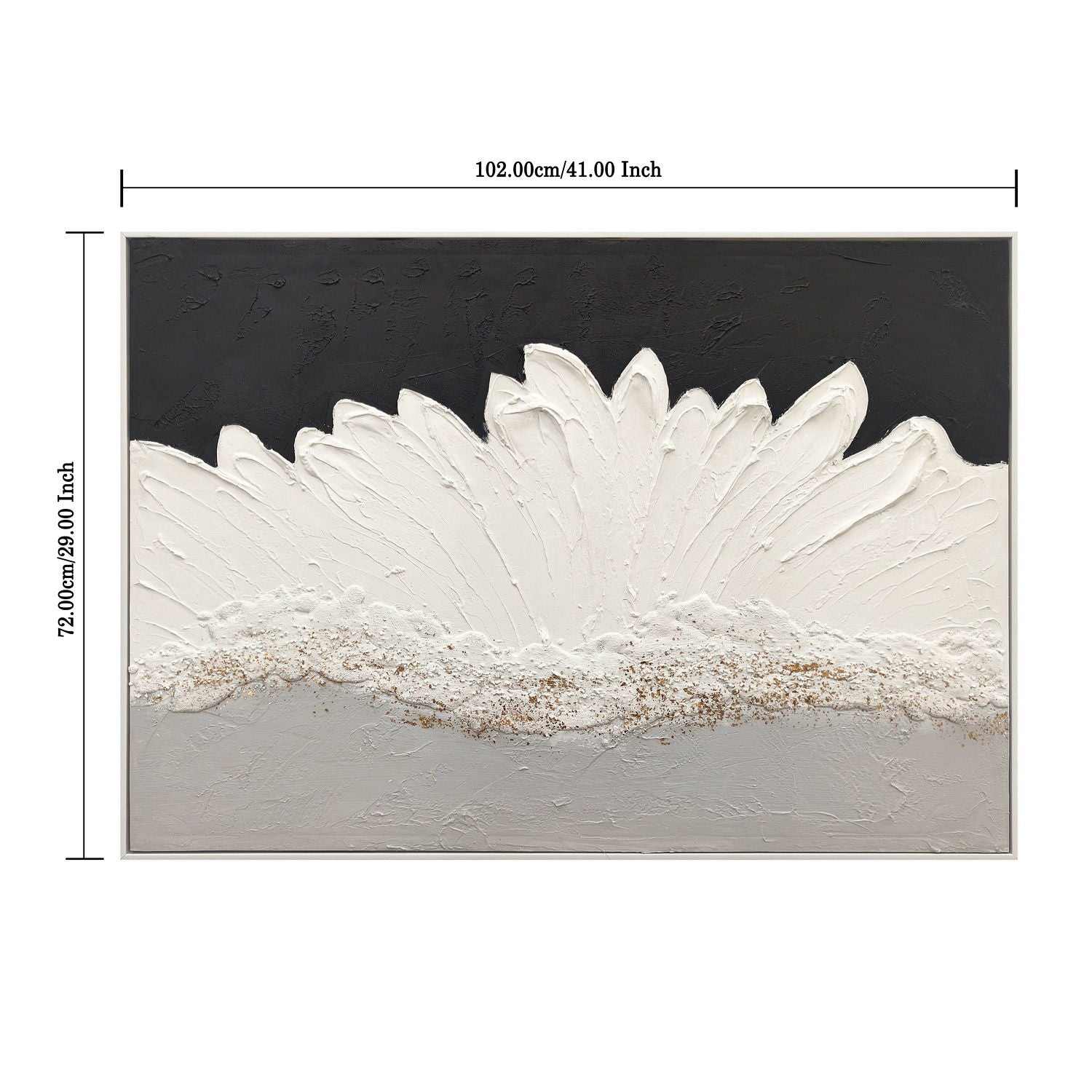 Framed Abstract Wall Art & Thick Textured Canvas Painting With & Accents, Decor For Living Room - Black White