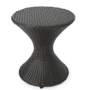 Highest Quality Wicker Hourglass Shaped Side Table - Brown Multi
