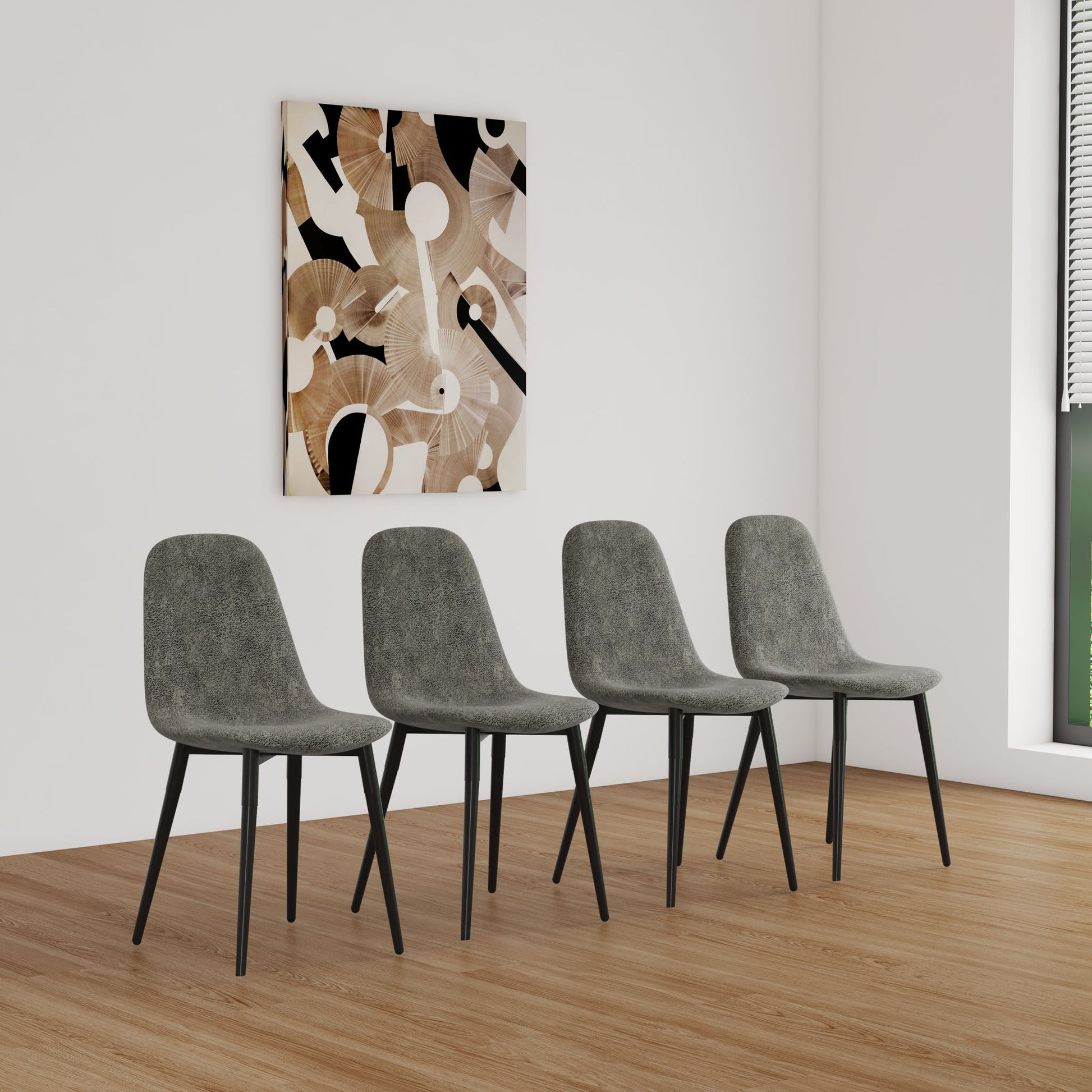 Modern Accent Dining Chairs Upholstered Seat, Metal Legs (Set of 4)