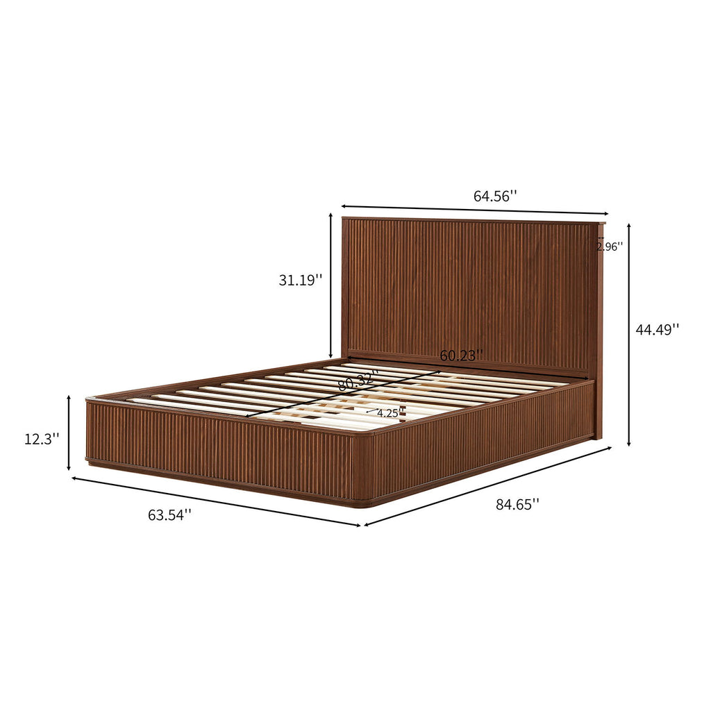 Wave Pattern Headboard Platform Bed Frame