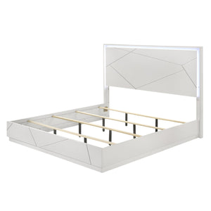 Esther - Queen Bed With LED - Silver / White