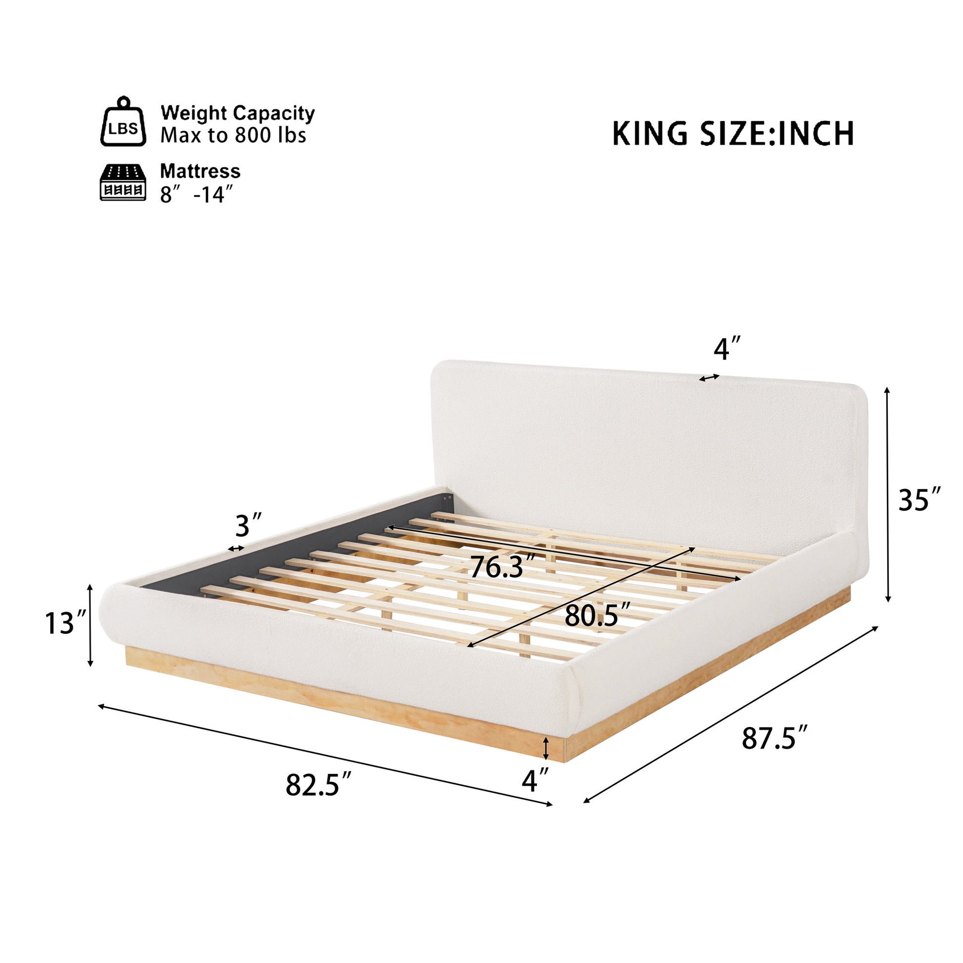 Upholstered Platform Bed Frame, No Box Spring Required