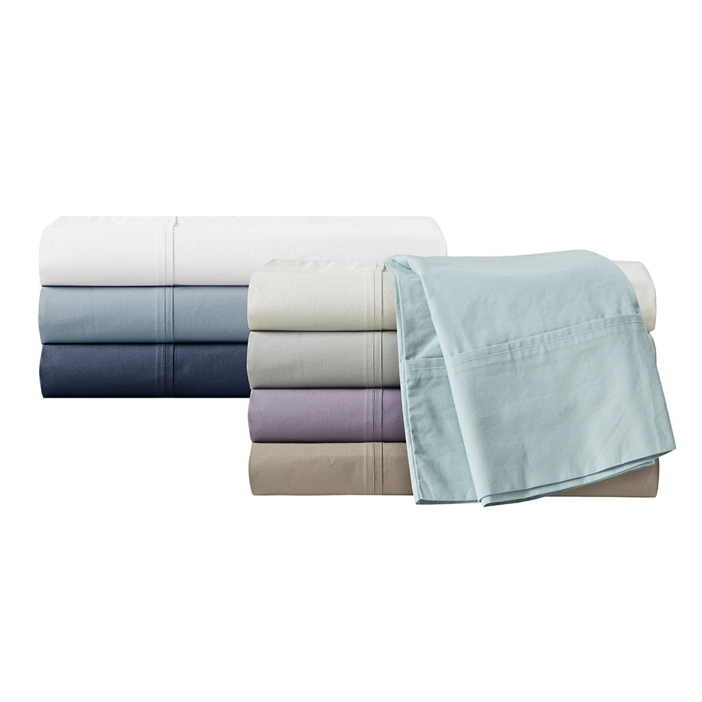 Twin Peached Percale Sheet Set - Gray