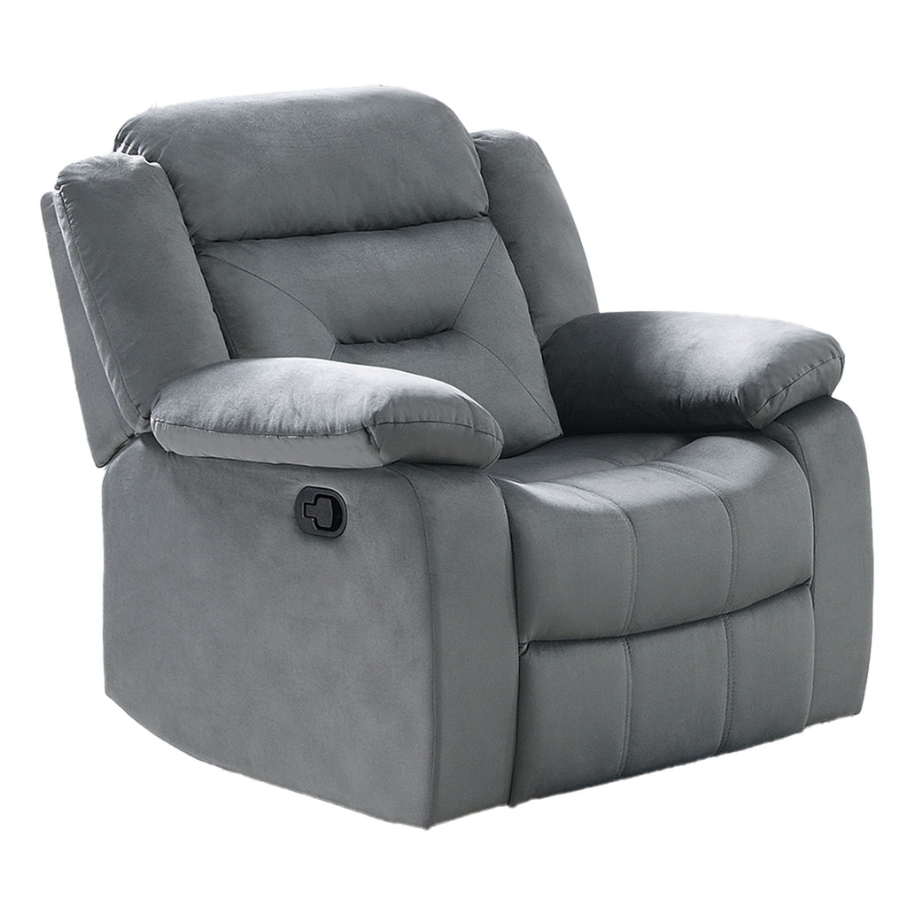 Modern Manual Recliner With Padded Seat And Pillow Arms
