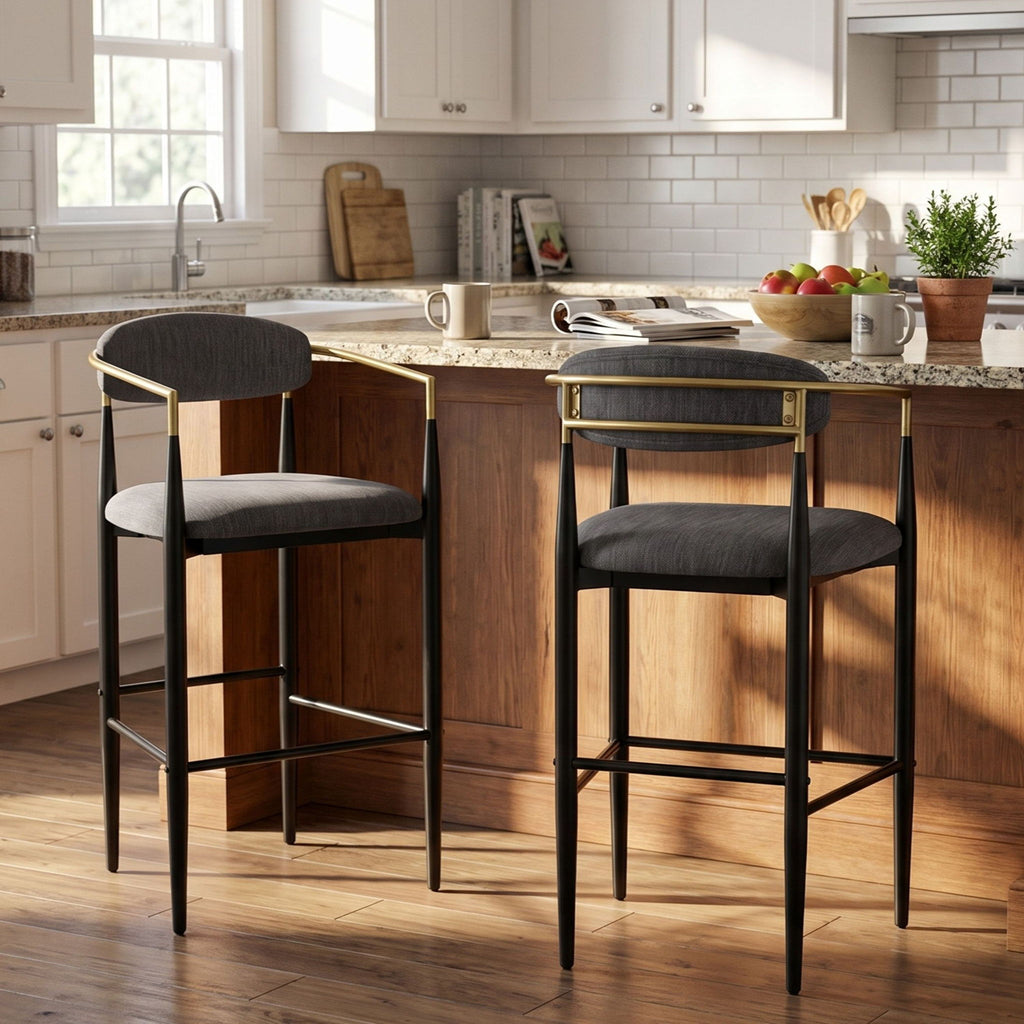 Modern Bar Stools With Armrests (Set of 2)