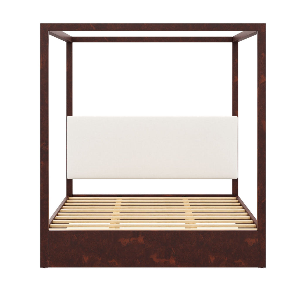 Canopy Platform Bed With Upholstered Headboard