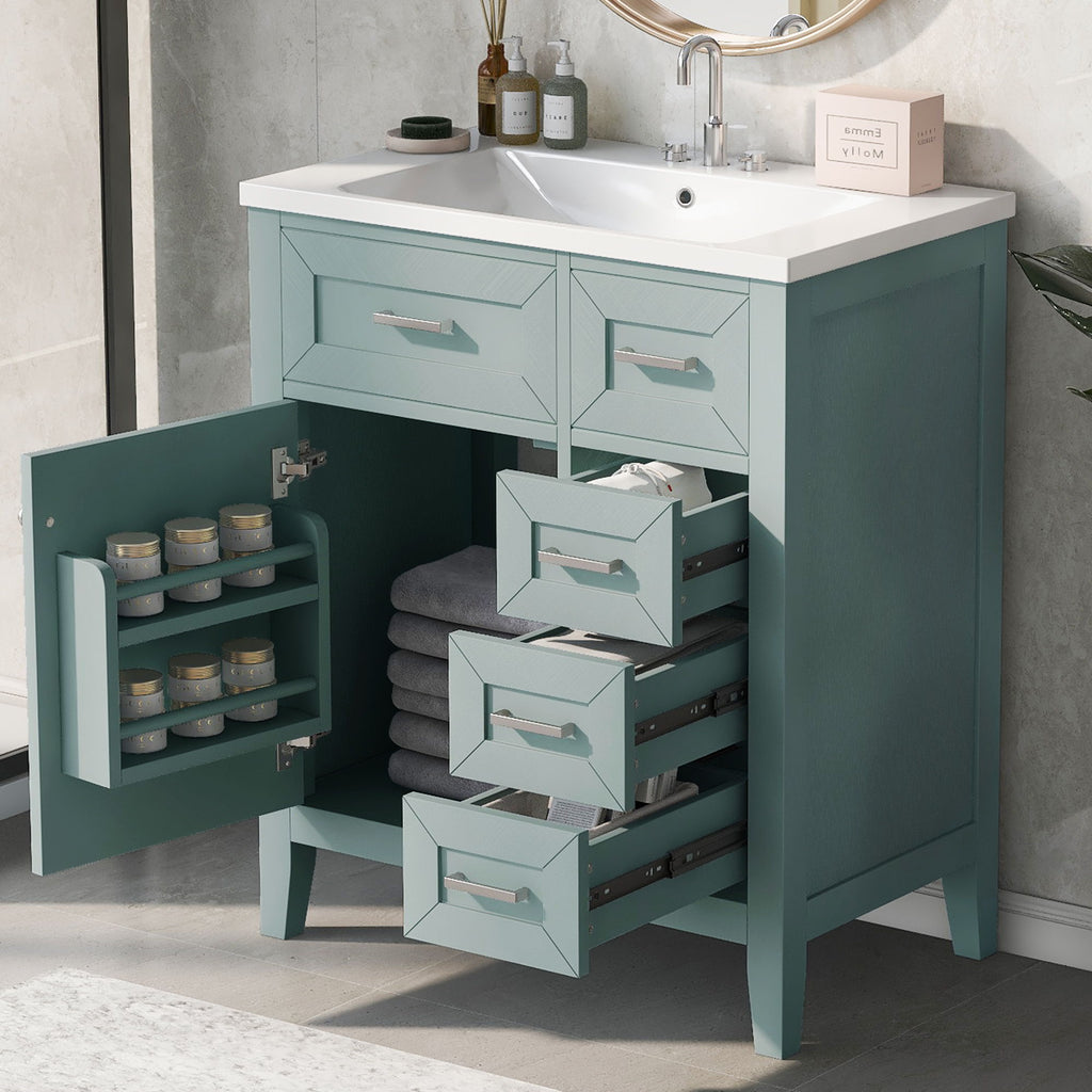Modern Bathroom Vanity With Sink Combo, 3 Drawers, Undermount Drop-In Sink
