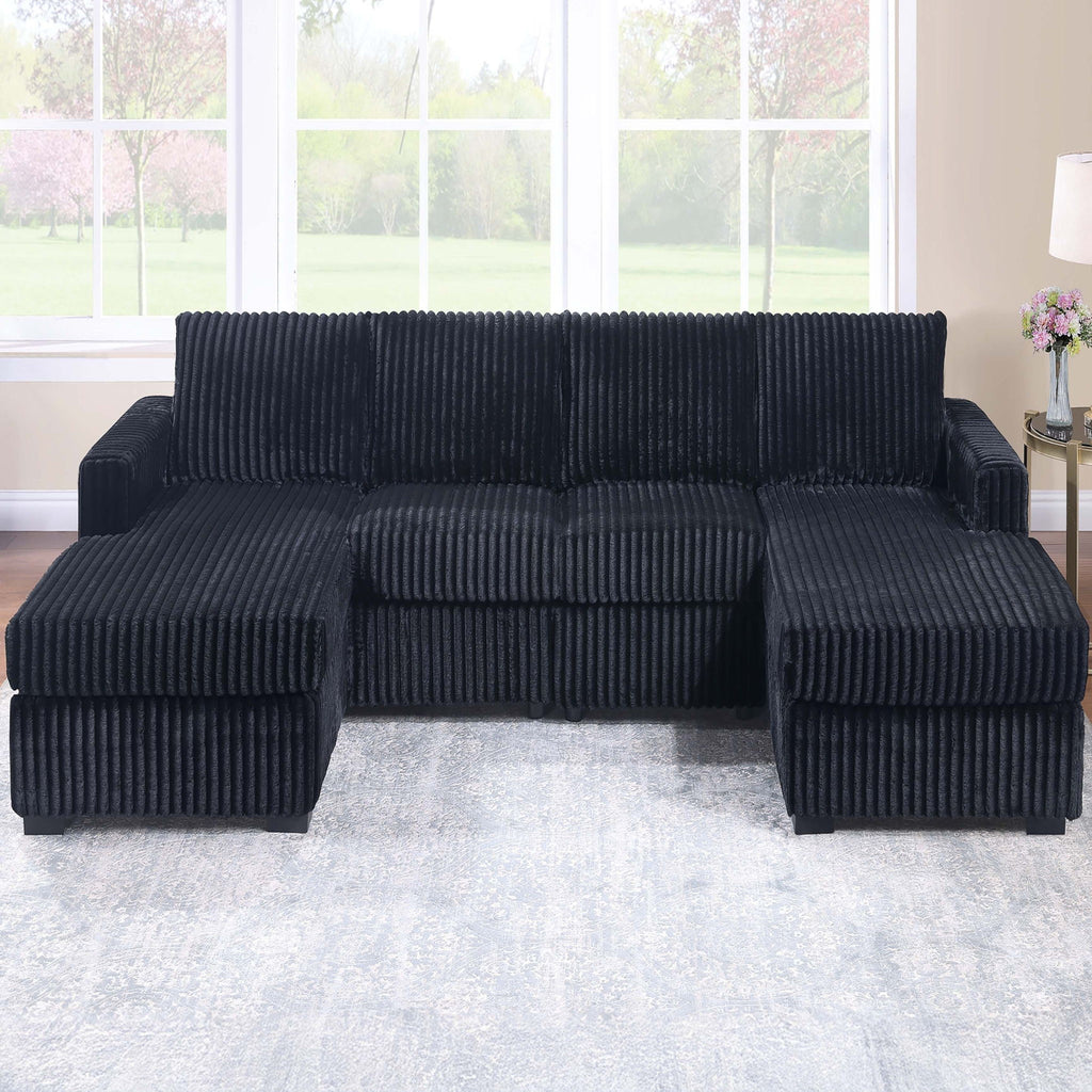 U-Shaped Sectional Set With Cushion Back Armless Chairs Right And Left Arm Chaise