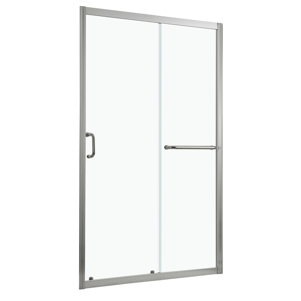 Single Sliding Bypass Shower Door, Tempered Glass Enclosure