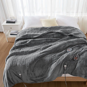 Heated Microlight to Berber - Blanket - Gray
