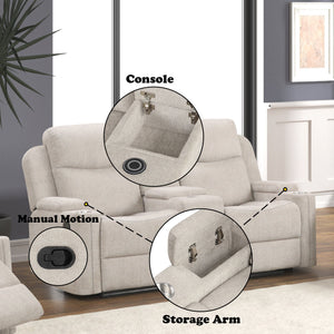 Galya - Motion Loveseat With Console - Light Gray