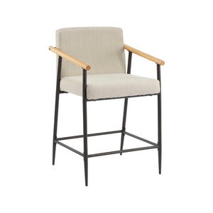 Counter Stool Set With Iron Frame - Espresso / Beige