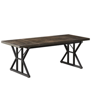 Rectangular Dining Table With X Trestle Metal Legs