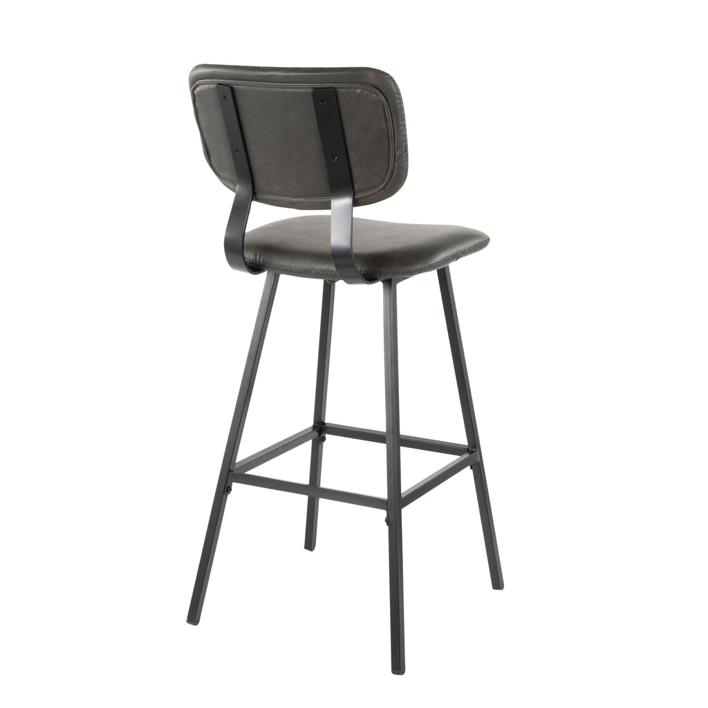 Foundry - Contemporary Barstool Zig Zag Stitching (Set of 2) - Black / Gray