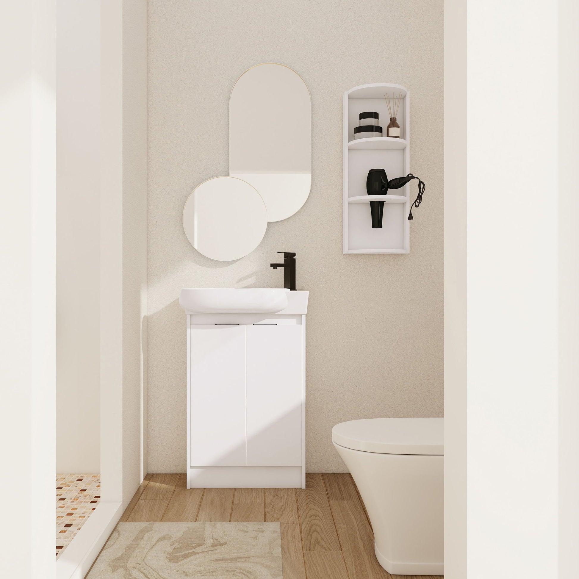 Freestanding Bathroom Vanity With Sink And Storage Rack, Soft Close Doors Base With Basin