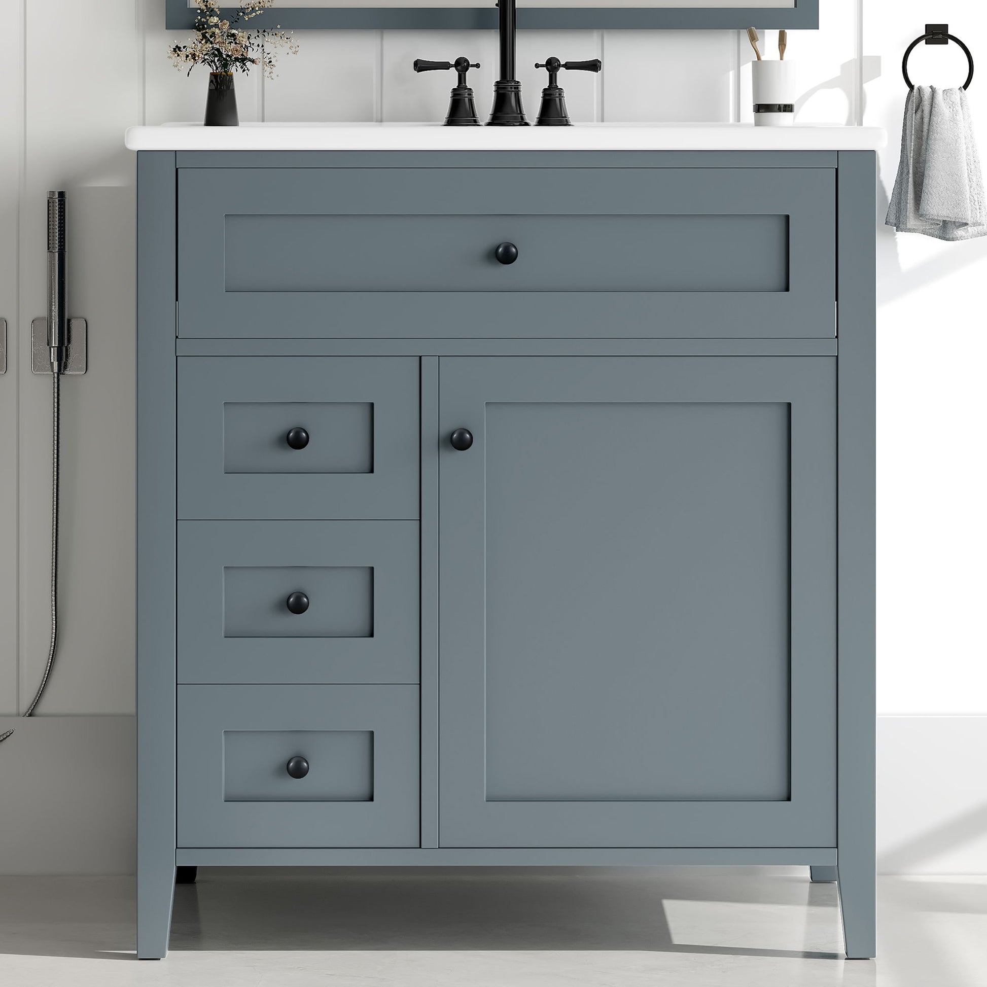 Bathroom Vanity With Sink, 3 Drawers And Adjustable Shelf, Freestanding Storage Unit