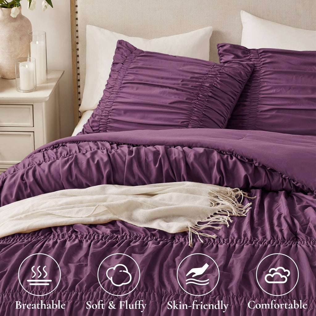 Mia - 2 Piece Twin/Twin Long Comforter Set - Purple