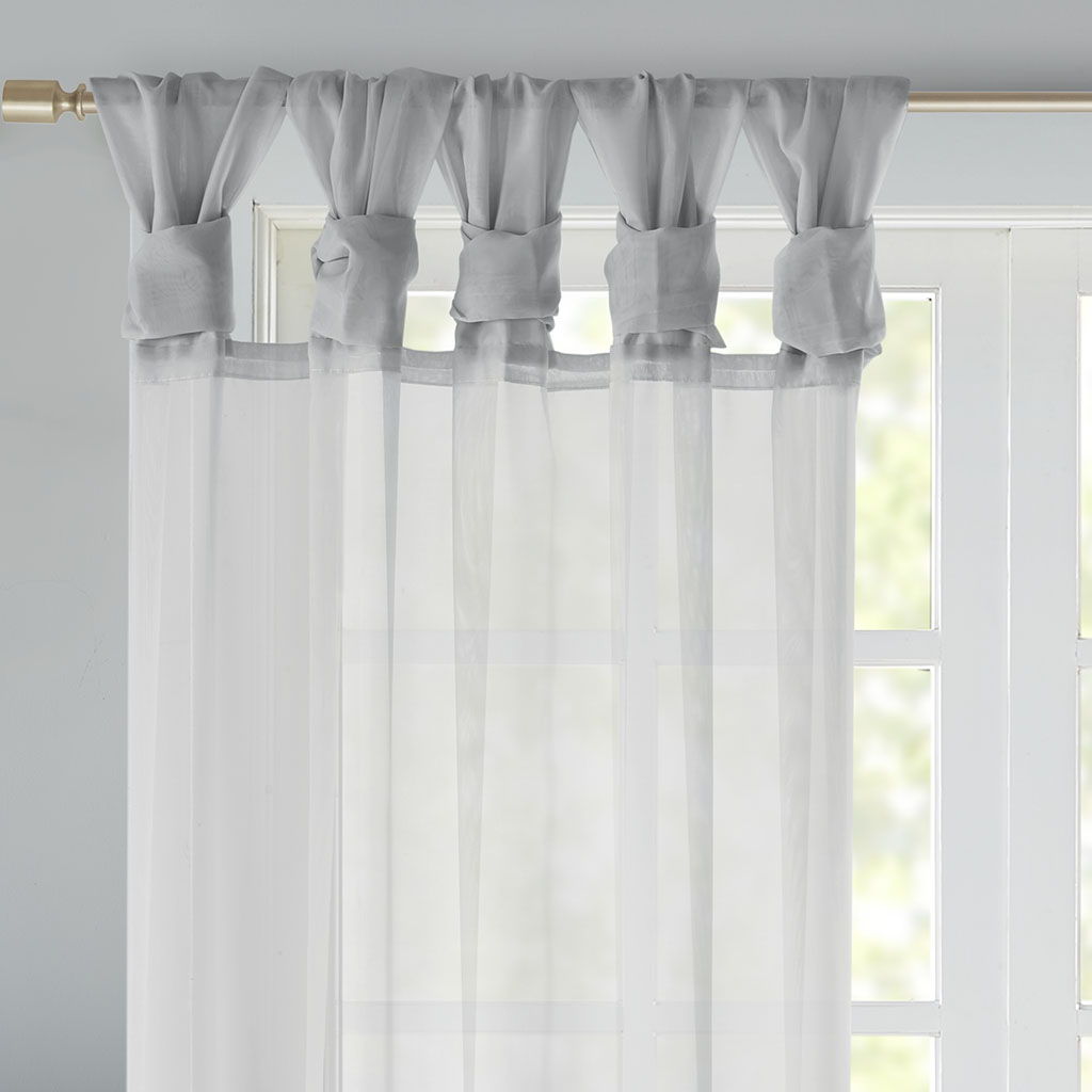 Ceres - Twist Tab Voile Sheer Window Pair - Light Gray