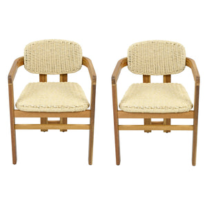 Outdoor Accent Armchairs For Patio (Set of 2) - Natural / Teak