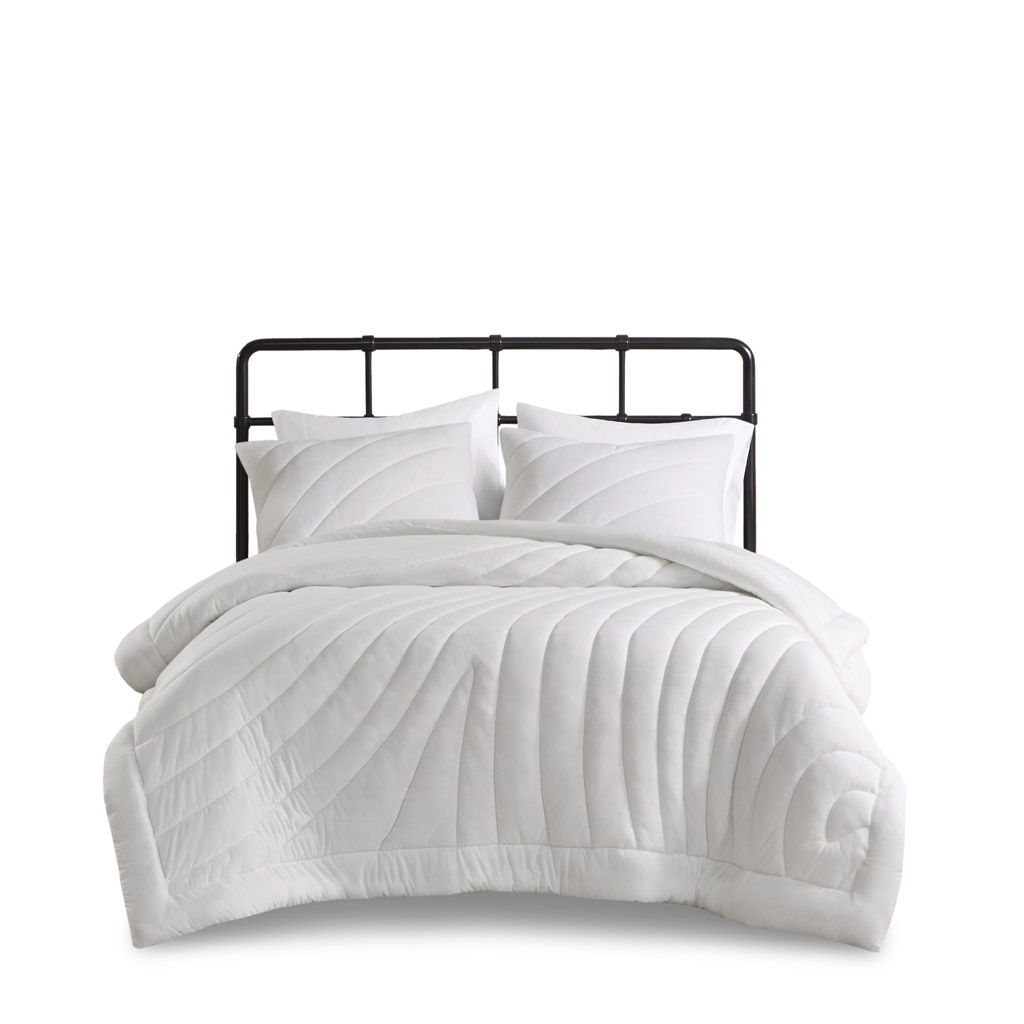 Juniper - Poly Jersey Puffy Comforter Set - White