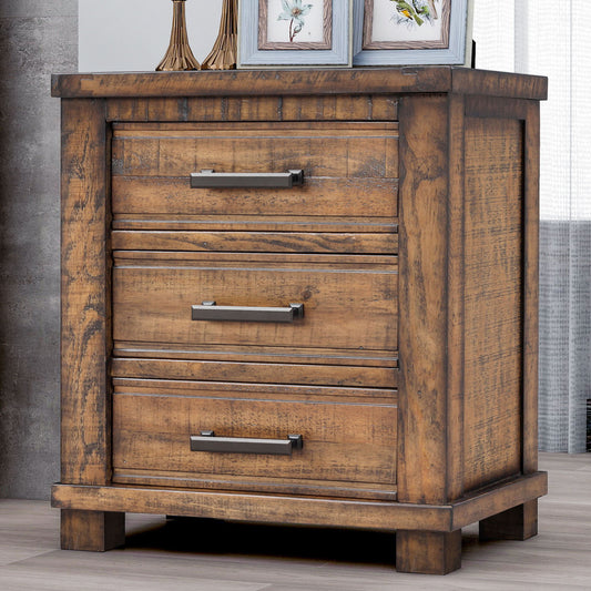 Gewnee - Rustic Three Drawers Nightstand - Brown