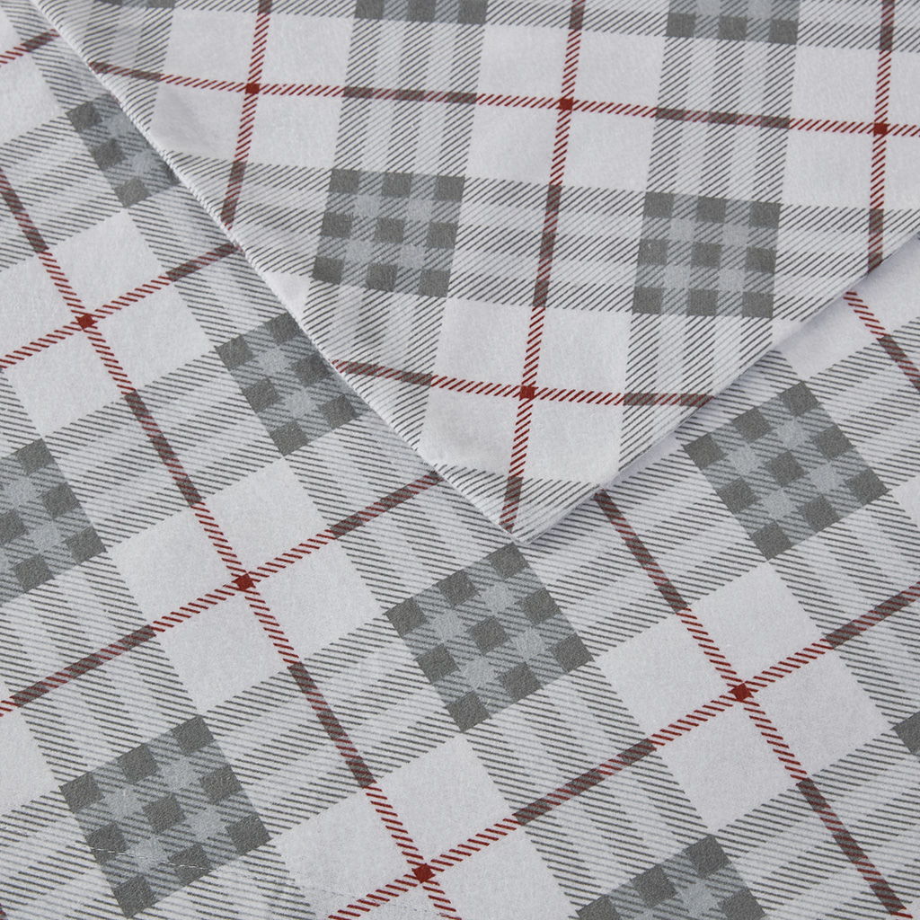 Cozy Flannel - King Sheet Set - Red Plaid
