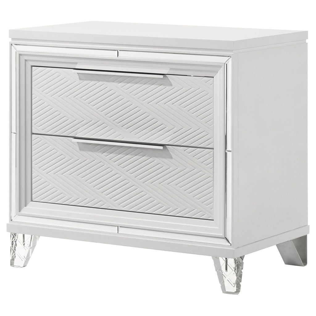 2 Drawer Nightstand With Accents - White