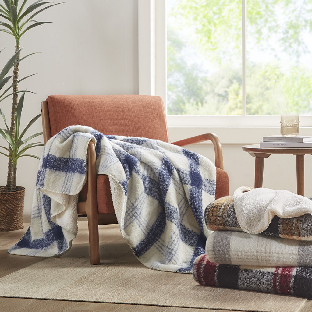Bloomington - Faux Mohair to Sherpa Throw - Red