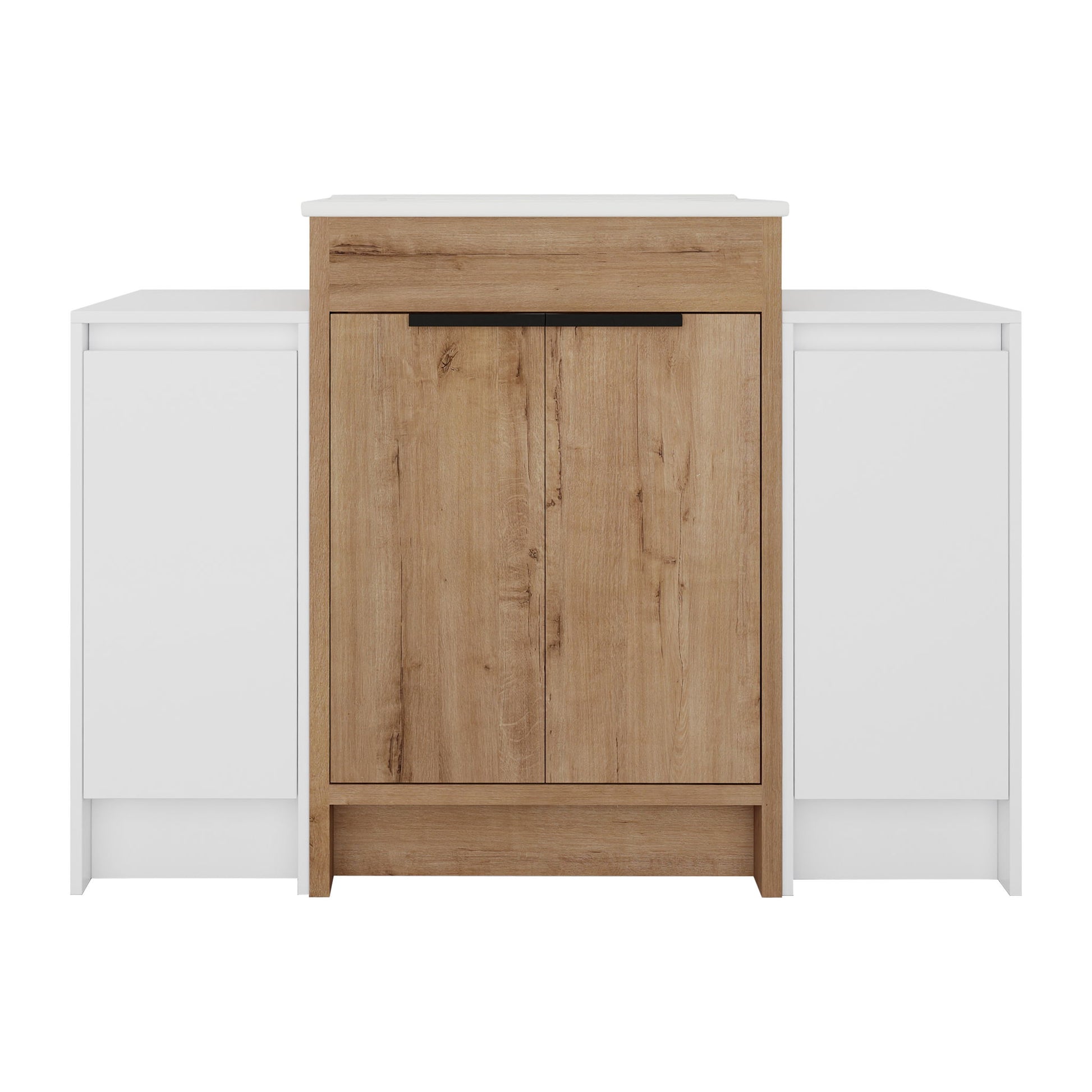 48" Freestanding Bathroom Vanity With Sink And 2 Storage Cabinets, Soft Closing Door - Imitative Oak / White