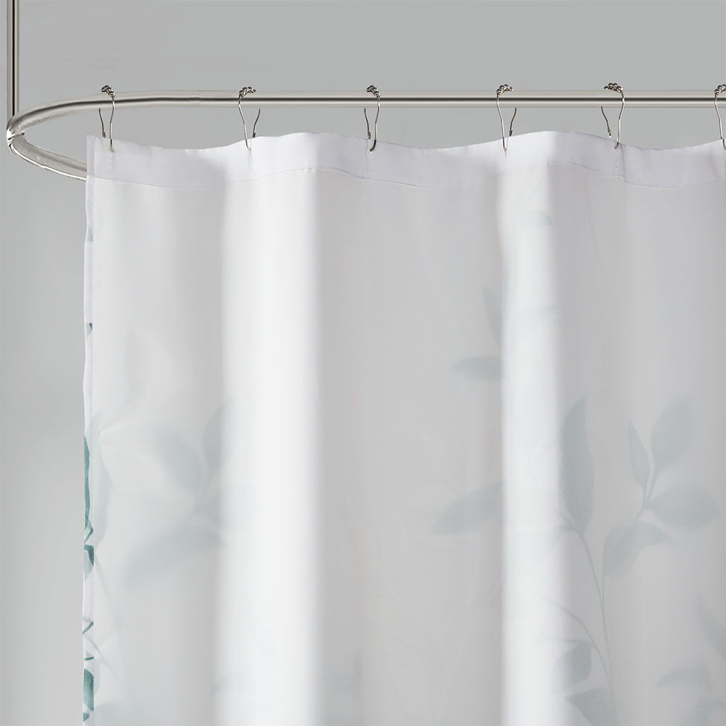 Cecily - Burnout Printed Shower Curtain - Seafoam