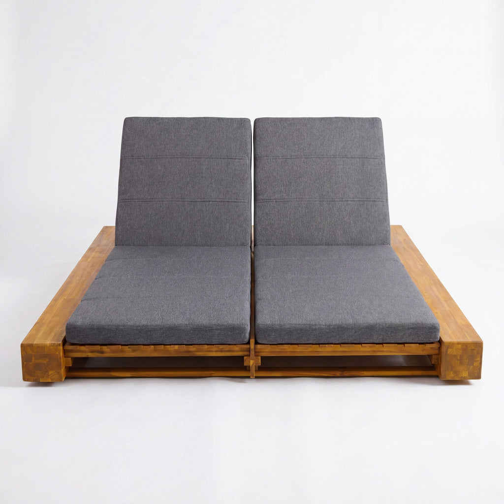 Outdoor Chaise Lounge With Cushions, Adjustable Backrest
