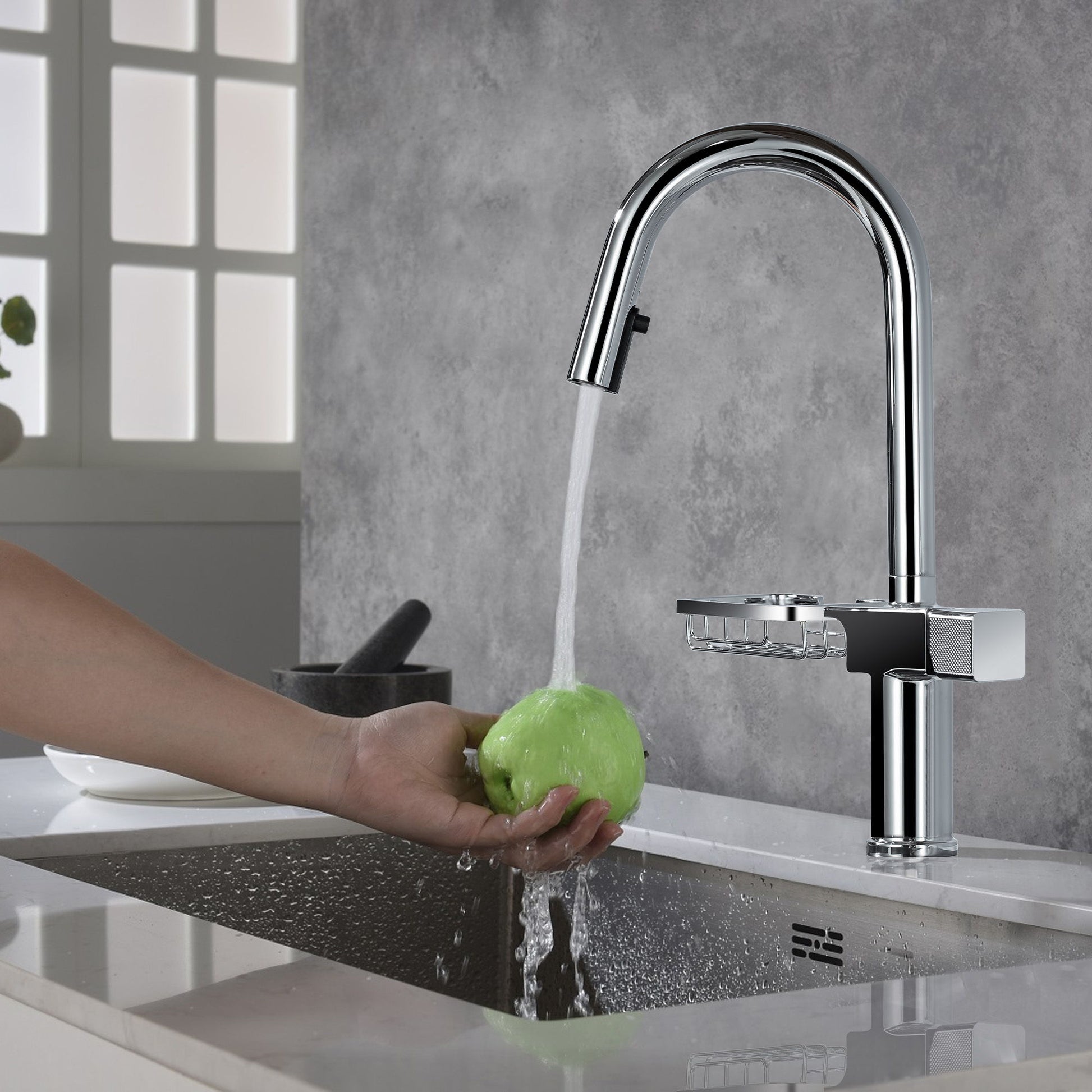 Cincosky - High Arc Pull Down Kitchen Faucet, Single Hole